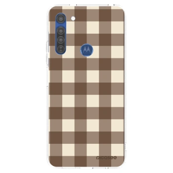 Husă pentru Motorola Moto G8 - Brown grid