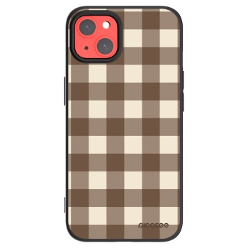 Picasee husă neagră din silicon pentru Apple iPhone 13 - Brown grid