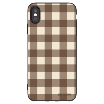 Picasee husă neagră din silicon pentru Apple iPhone XS Max - Brown grid