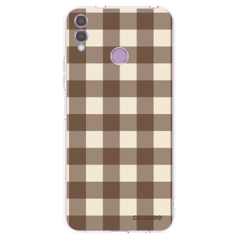Picasee husă transparentă din silicon pentru Honor 8X - Brown grid