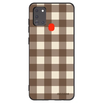 Picasee husă neagră din silicon pentru Samsung Galaxy A21s - Brown grid