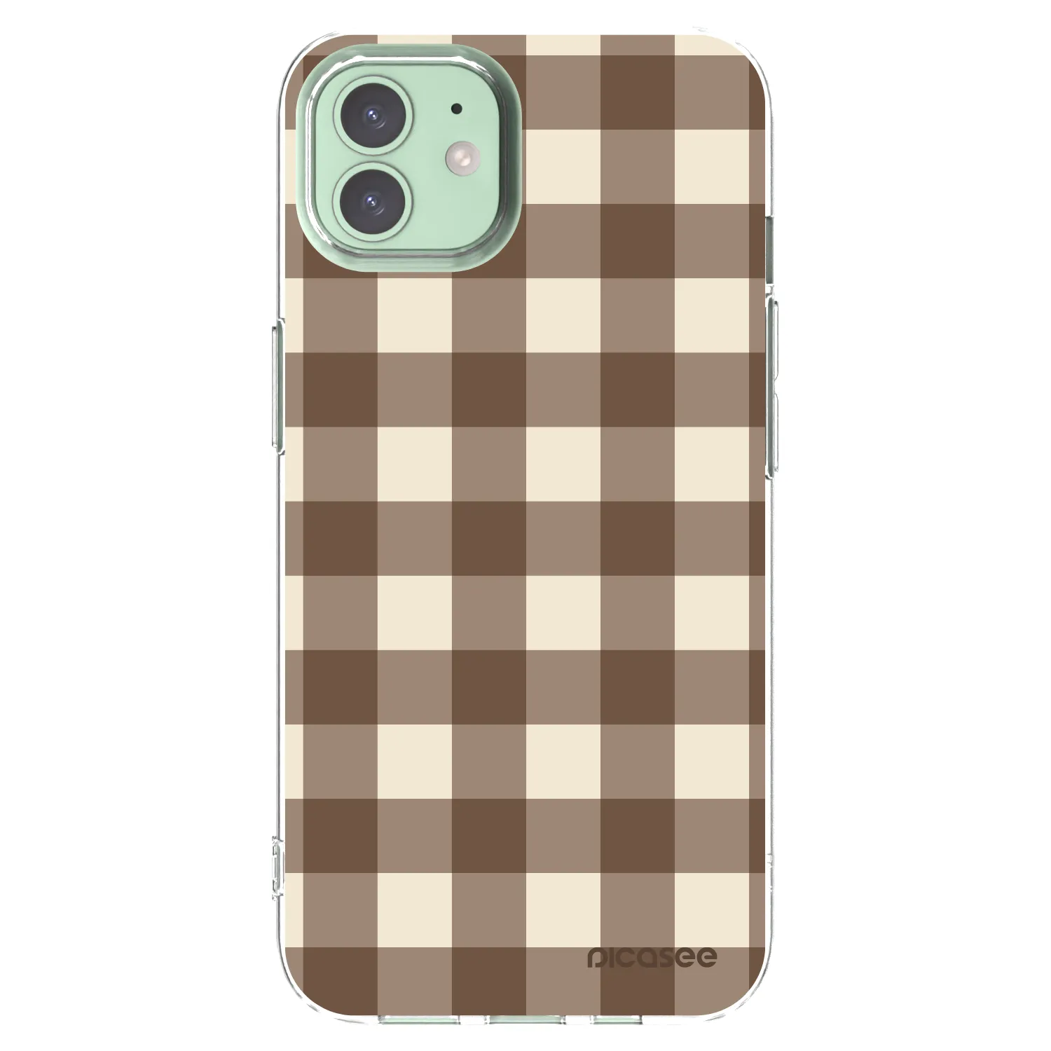 Picasee husă transparentă din silicon pentru Apple iPhone 12 - Brown grid