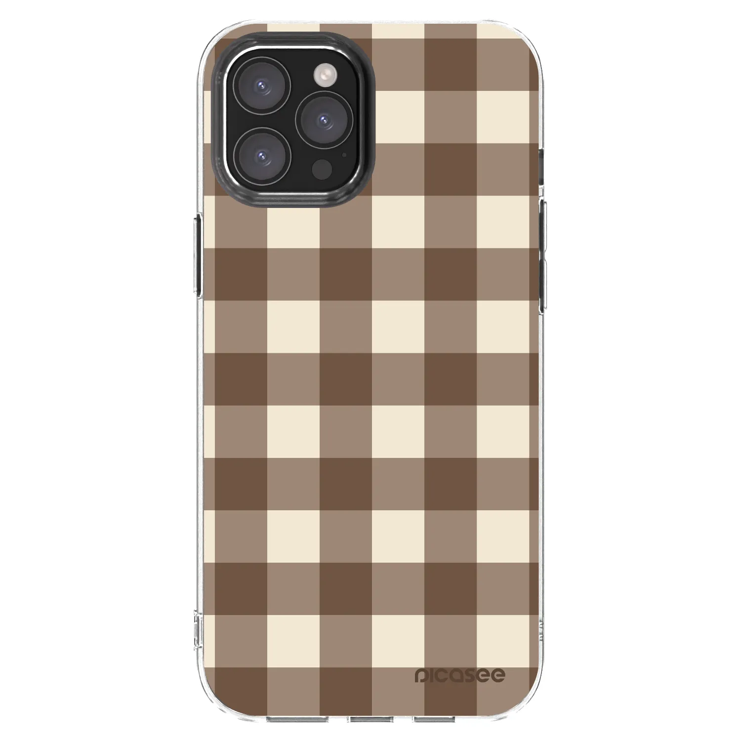 Picasee husă transparentă din silicon pentru Apple iPhone 12 Pro Max - Brown grid