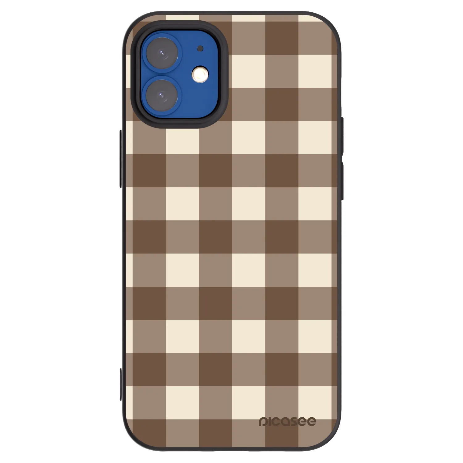 Picasee husă neagră din silicon pentru Apple iPhone 12 mini - Brown grid