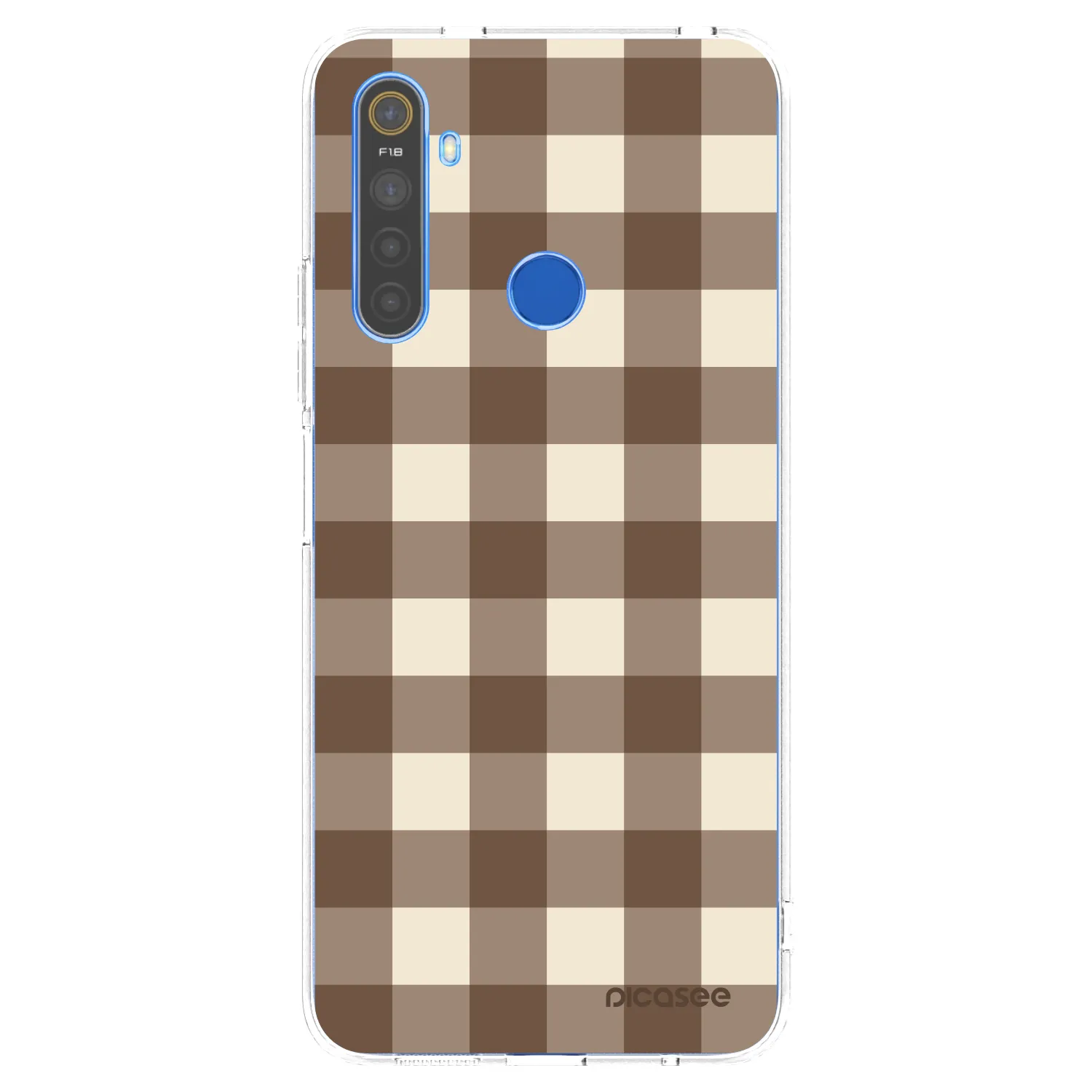 Picasee husă transparentă din silicon pentru Realme 5 - Brown grid
