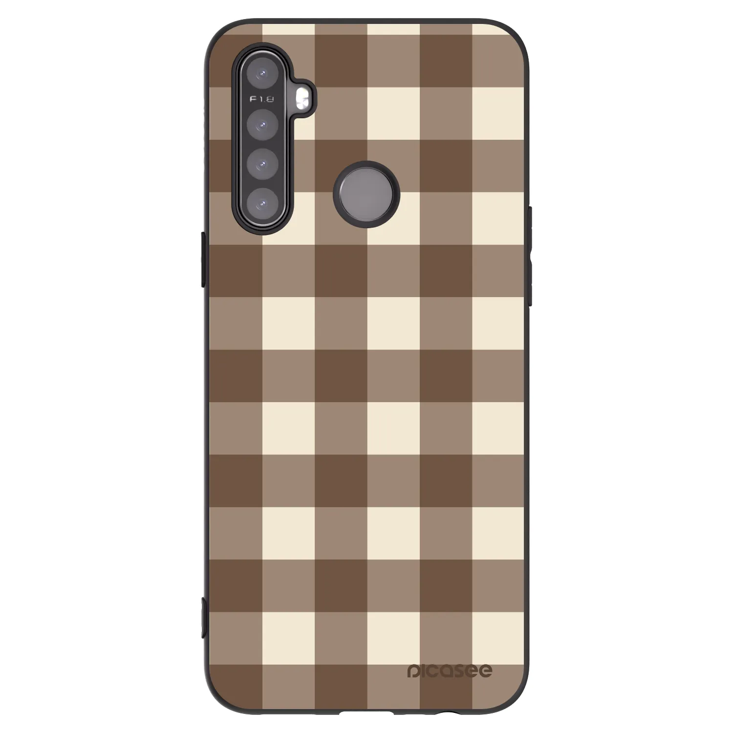 Picasee husă neagră din silicon pentru Realme 5 - Brown grid