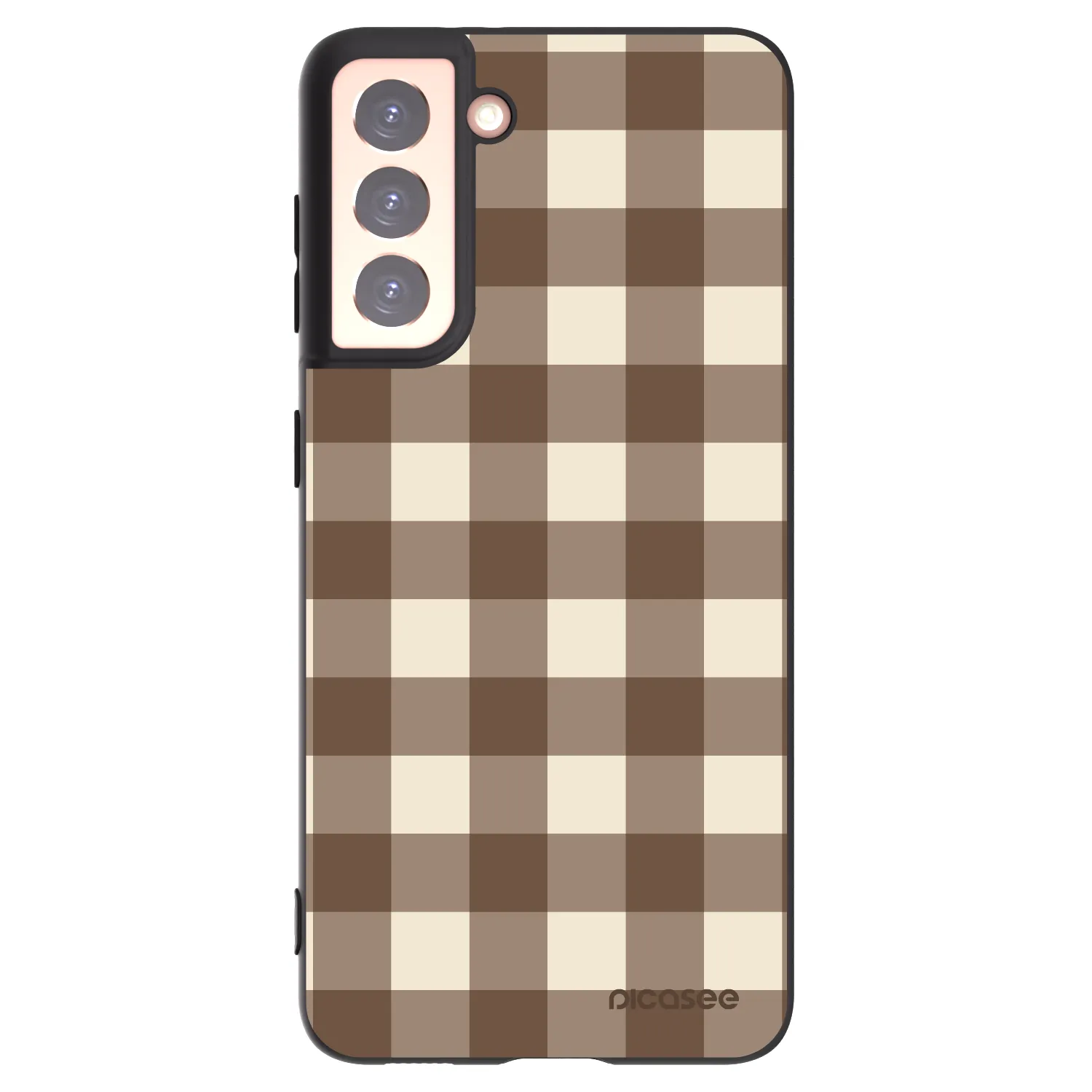 Picasee husă neagră din silicon pentru Samsung Galaxy S21 5G G991B - Brown grid