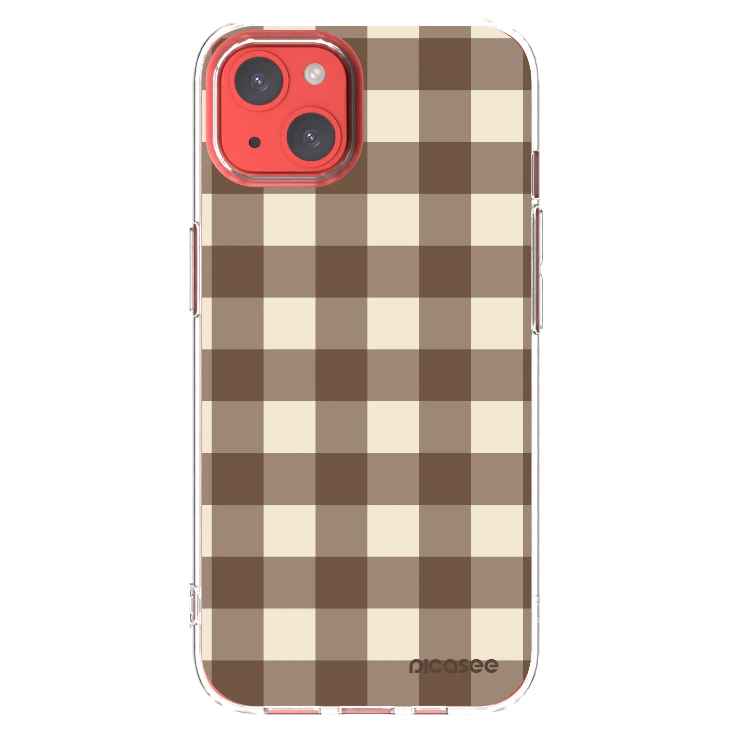 Picasee husă transparentă din silicon pentru Apple iPhone 13 - Brown grid
