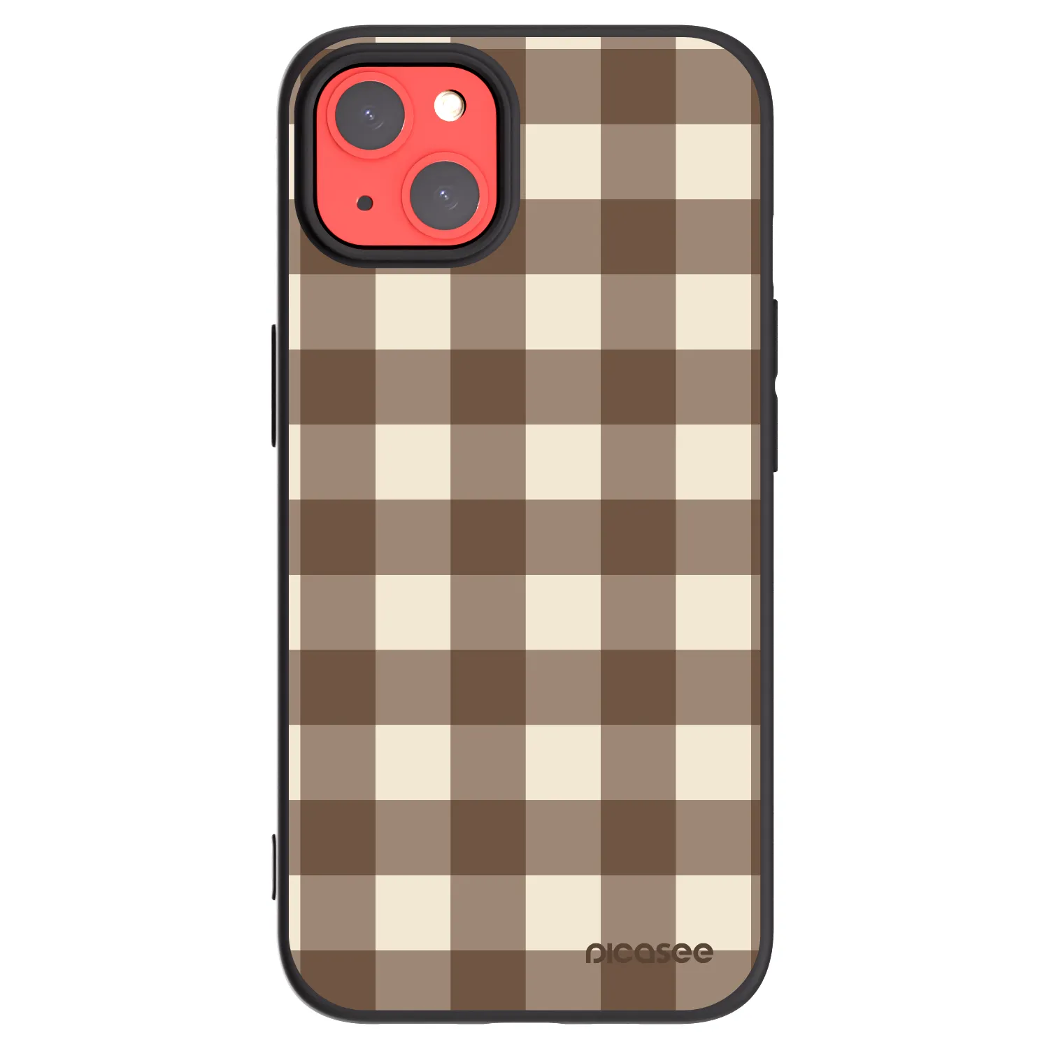 Picasee husă neagră din silicon pentru Apple iPhone 13 - Brown grid