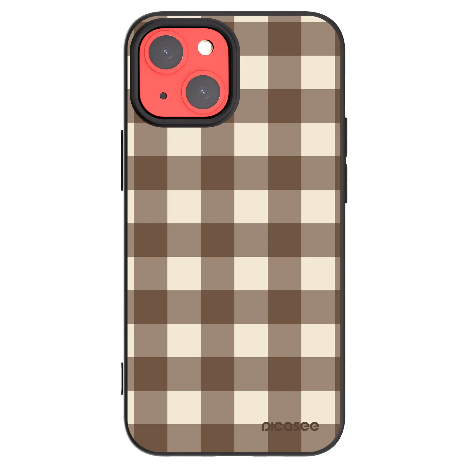 Picasee husă neagră din silicon pentru Apple iPhone 13 mini - Brown grid