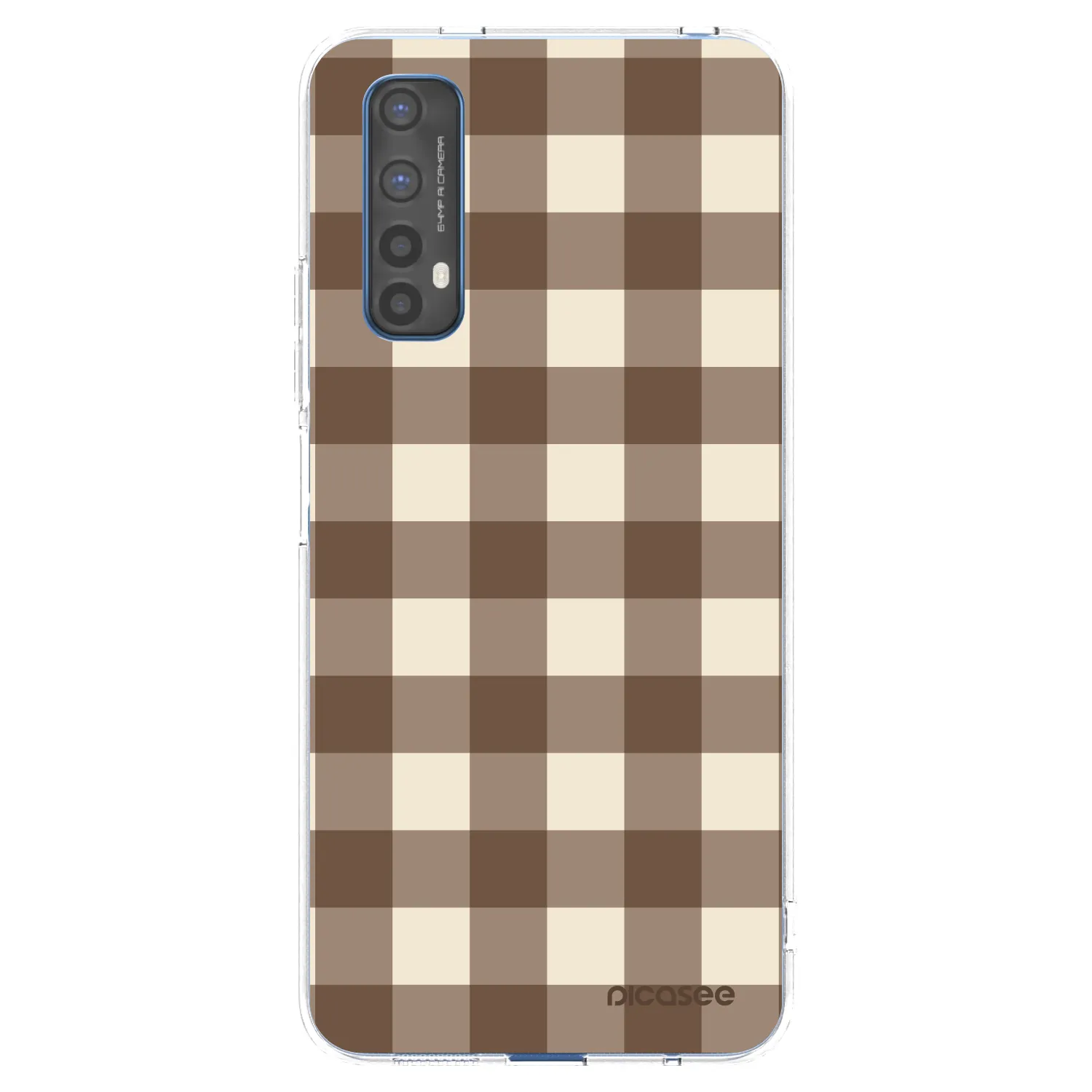 Picasee husă transparentă din silicon pentru Realme 7 - Brown grid