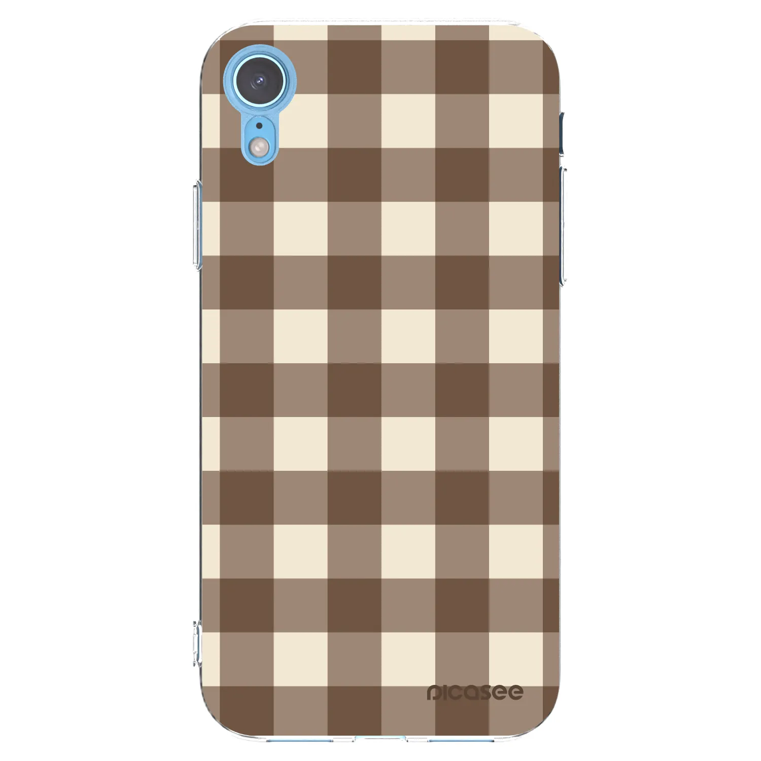 Picasee husă transparentă din silicon pentru Apple iPhone XR - Brown grid
