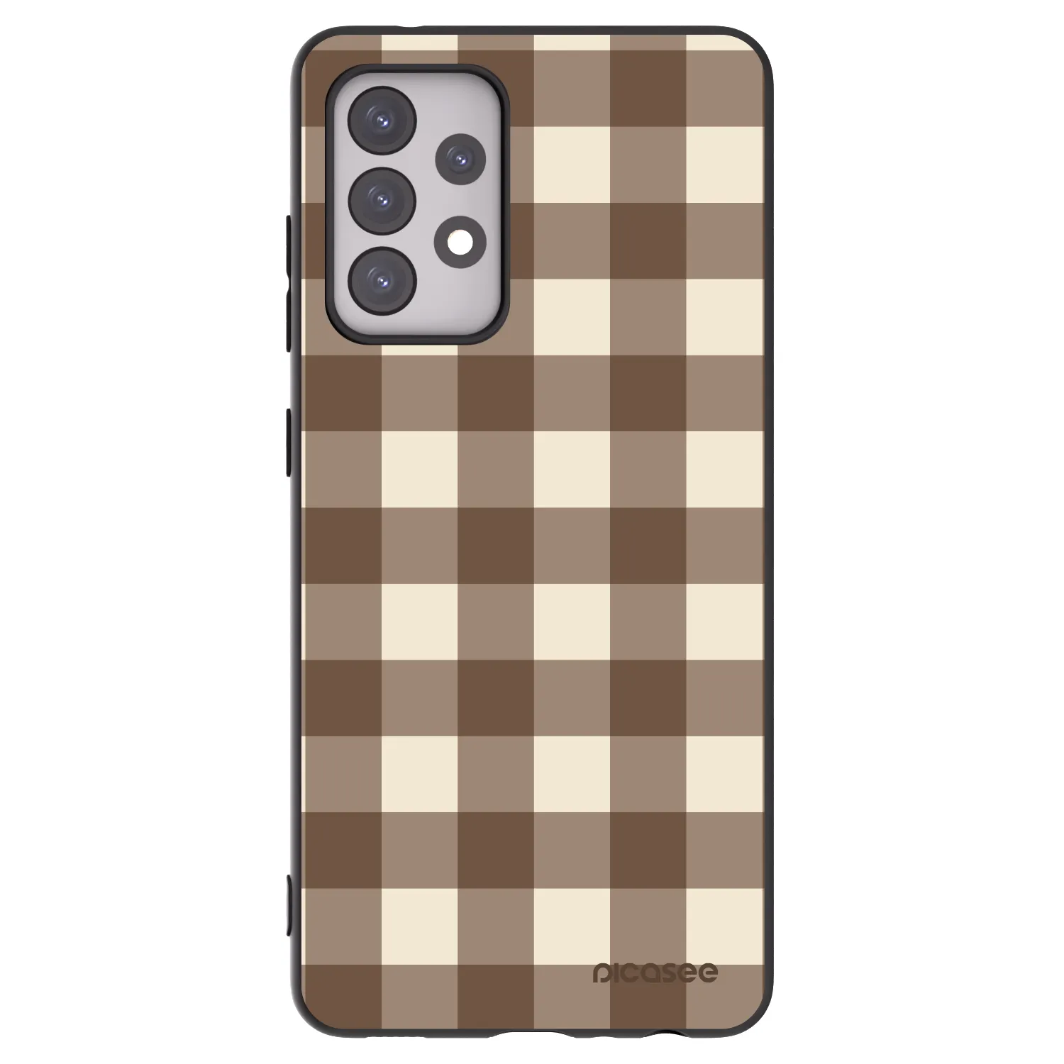 Picasee husă neagră din silicon pentru Samsung Galaxy A52s 5G A528B - Brown grid