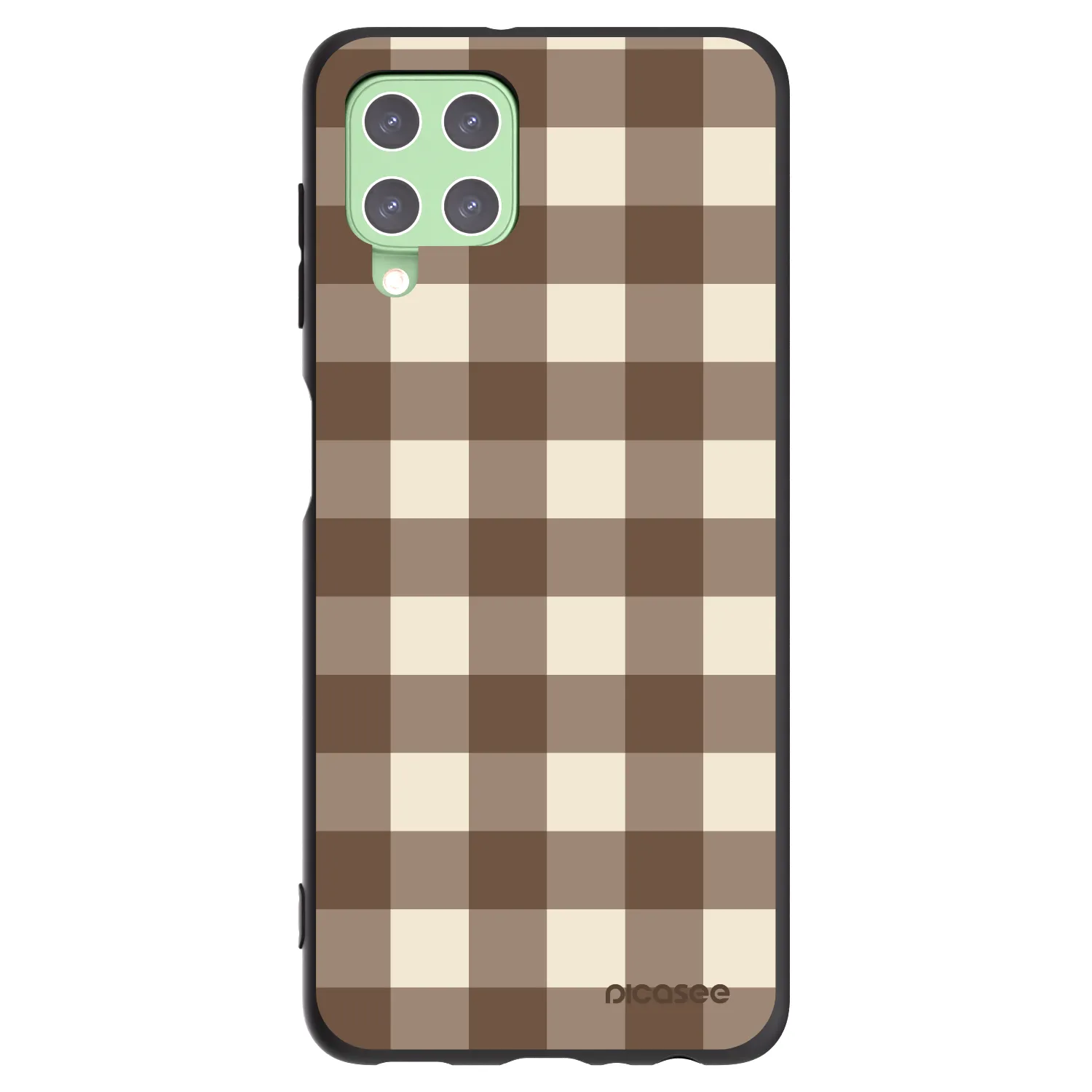 Picasee husă neagră din silicon pentru Samsung Galaxy A22 A225F 4G - Brown grid