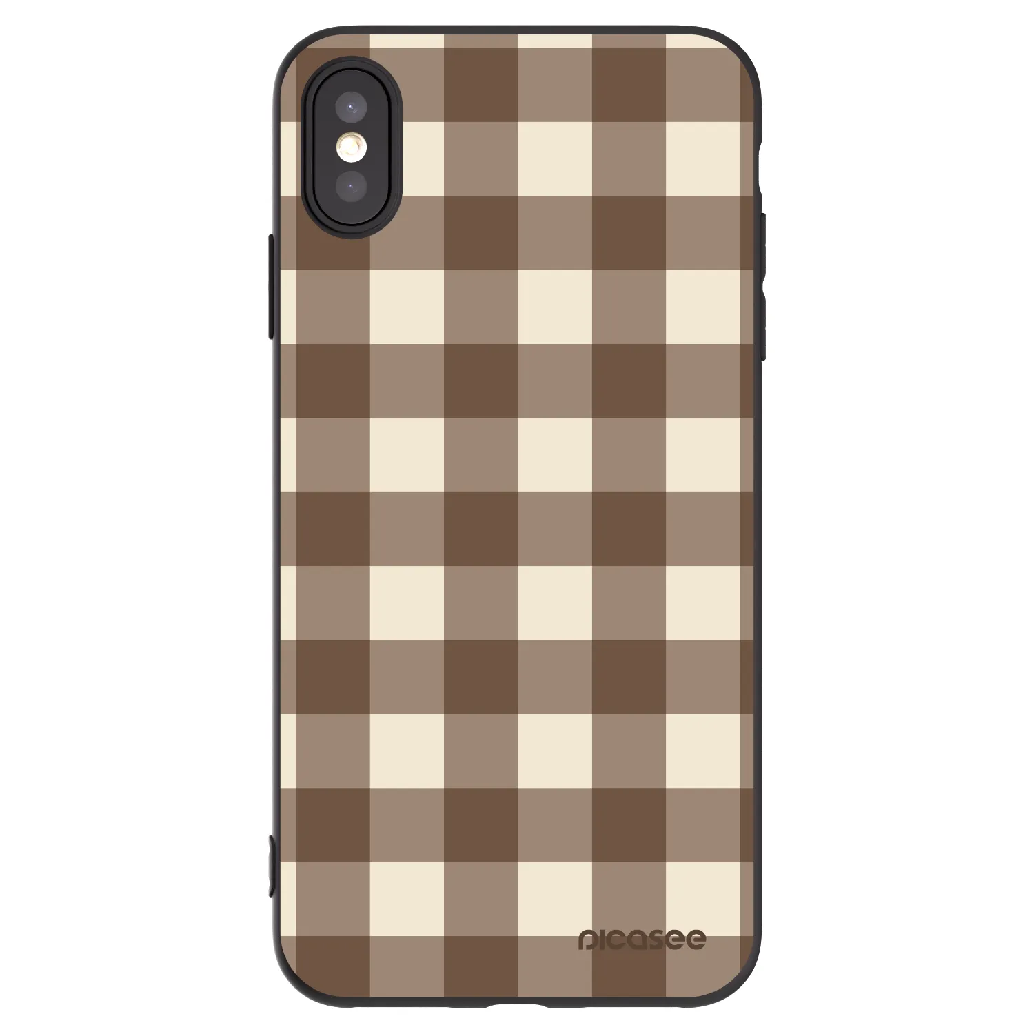 Picasee husă neagră din silicon pentru Apple iPhone XS Max - Brown grid