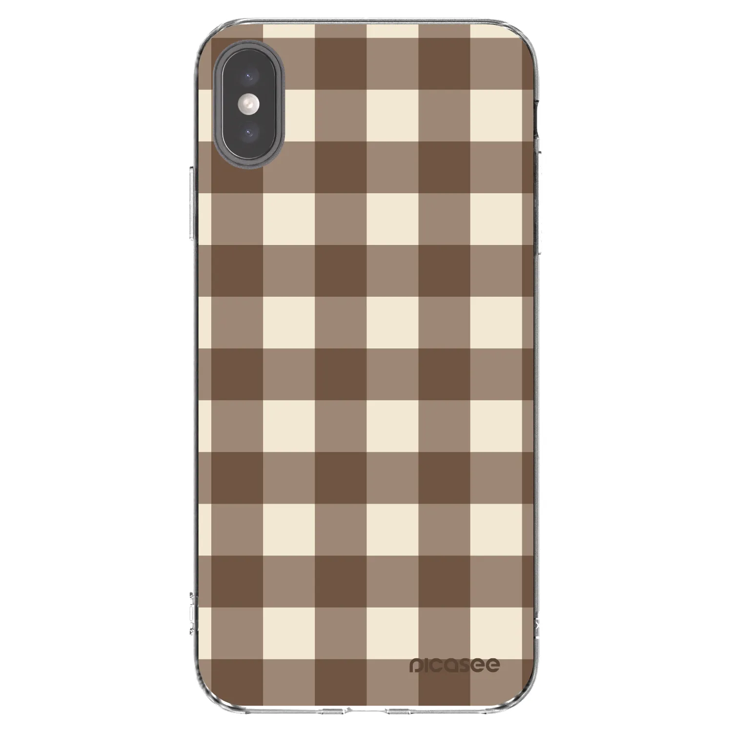 Picasee husă transparentă din silicon pentru Apple iPhone XS Max - Brown grid