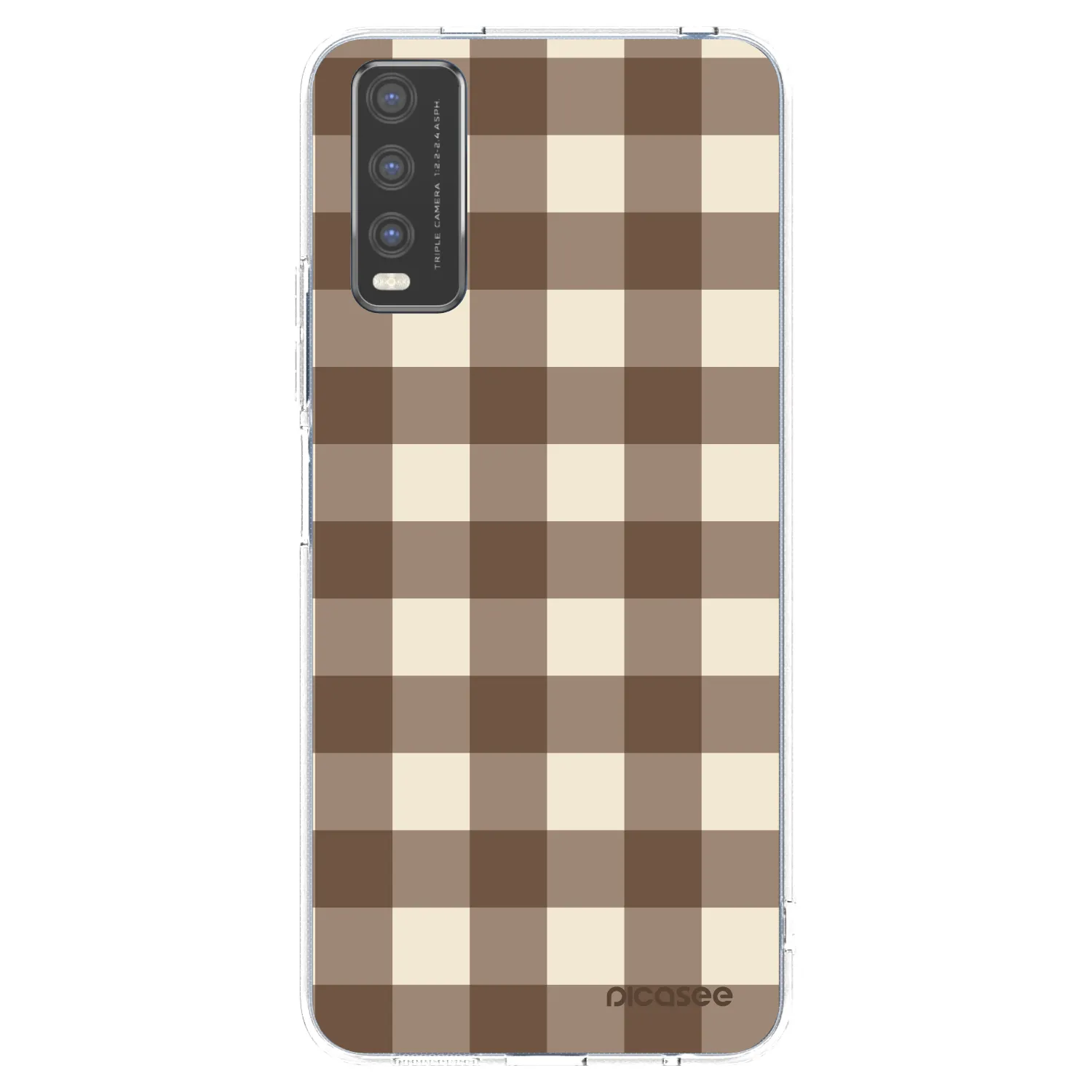 Picasee husă transparentă din silicon pentru Vivo Y20s - Brown grid