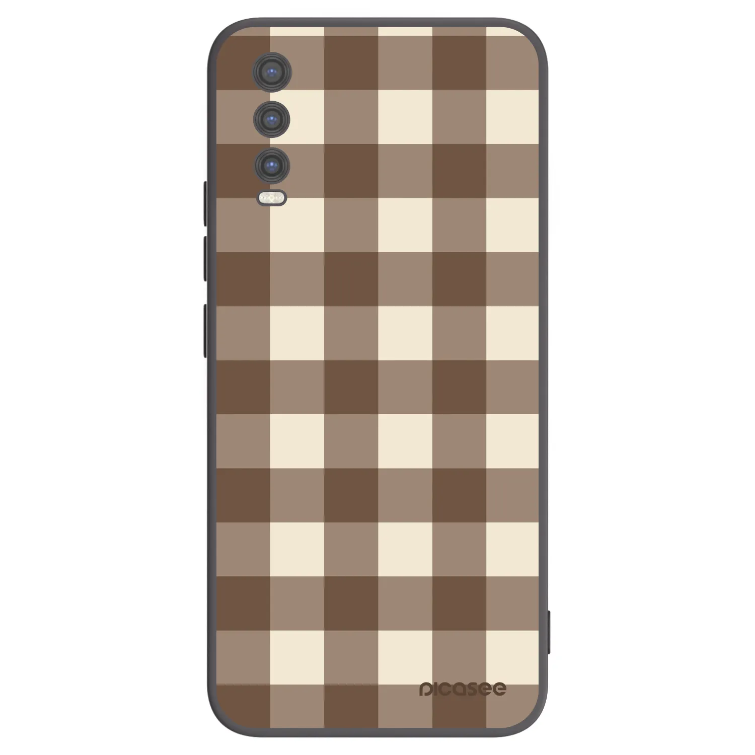 Picasee husă neagră din silicon pentru Vivo Y20s - Brown grid