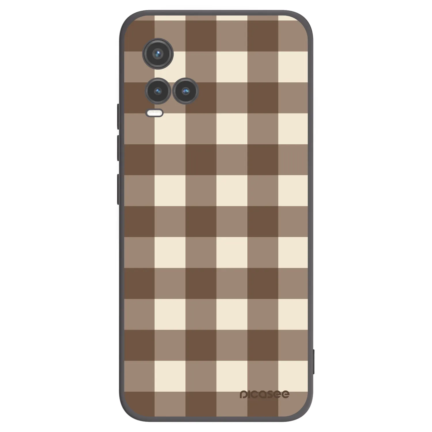 Picasee husă neagră din silicon pentru Vivo Y33s - Brown grid