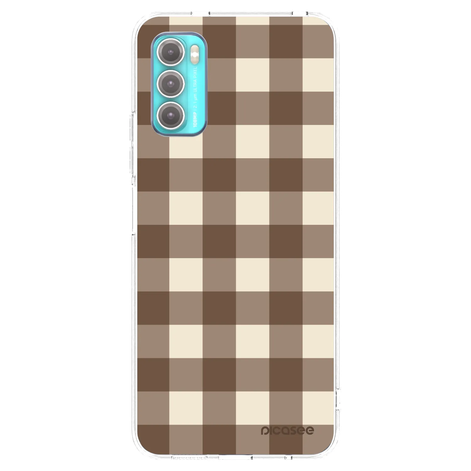 Picasee husă transparentă din silicon pentru Motorola Moto G60 - Brown grid