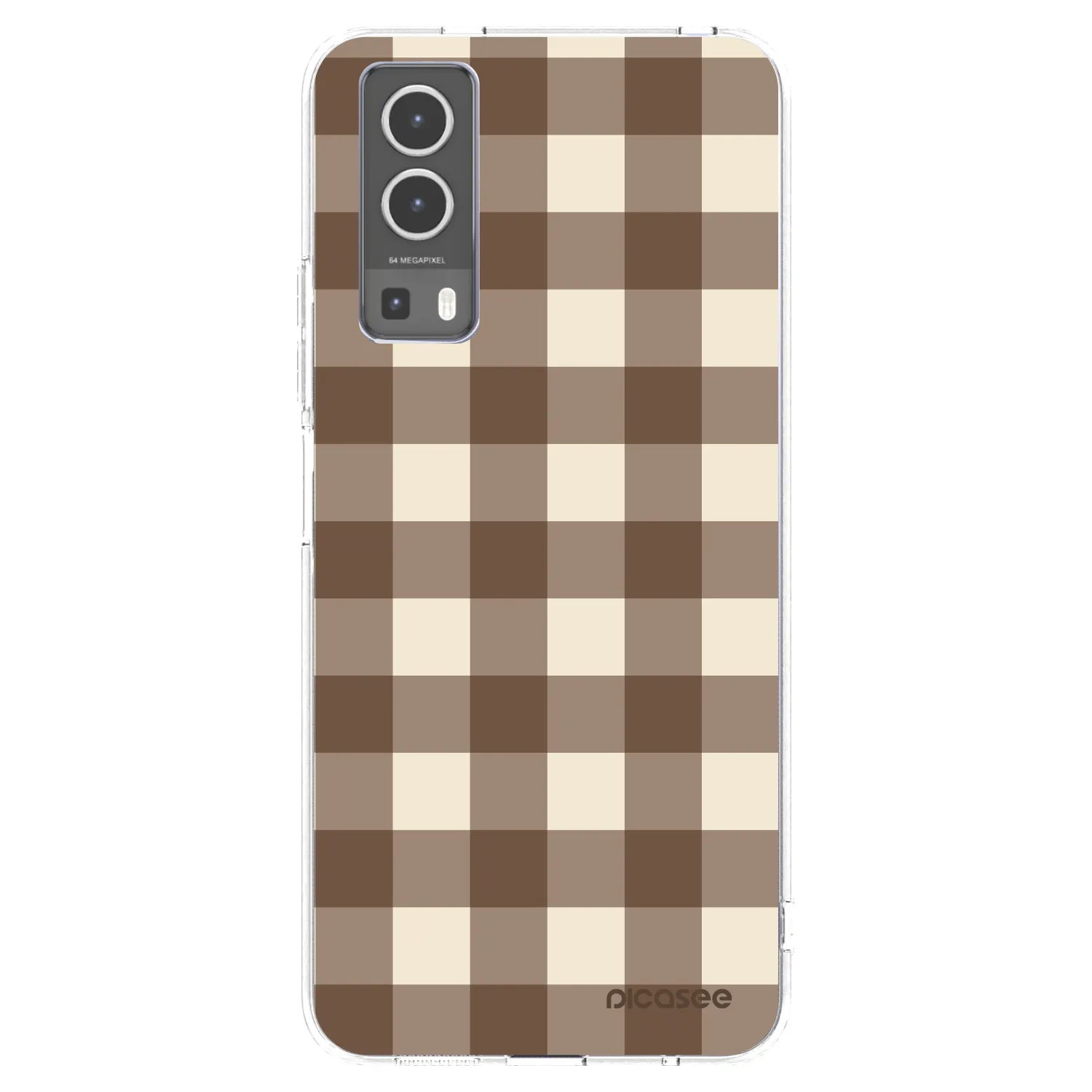 Picasee husă transparentă din silicon pentru Vivo Y72 5G - Brown grid