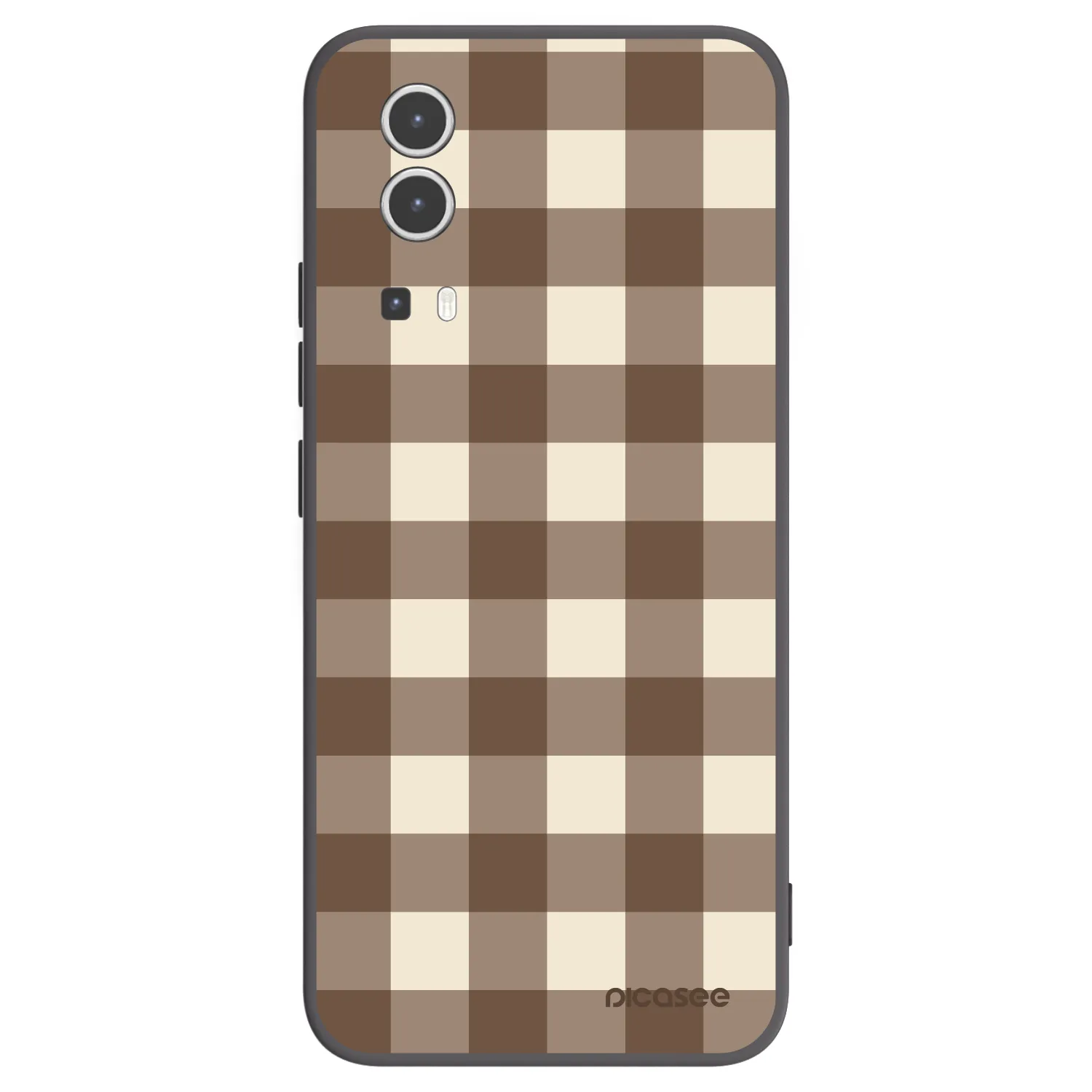 Picasee husă neagră din silicon pentru Vivo Y72 5G - Brown grid