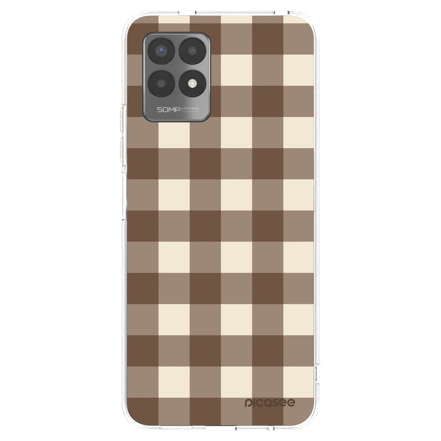 Picasee husă transparentă din silicon pentru Realme 8i - Brown grid