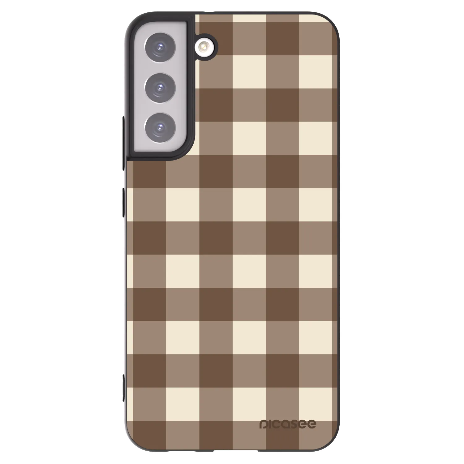 Picasee husă neagră din silicon pentru Samsung Galaxy S22+ 5G - Brown grid