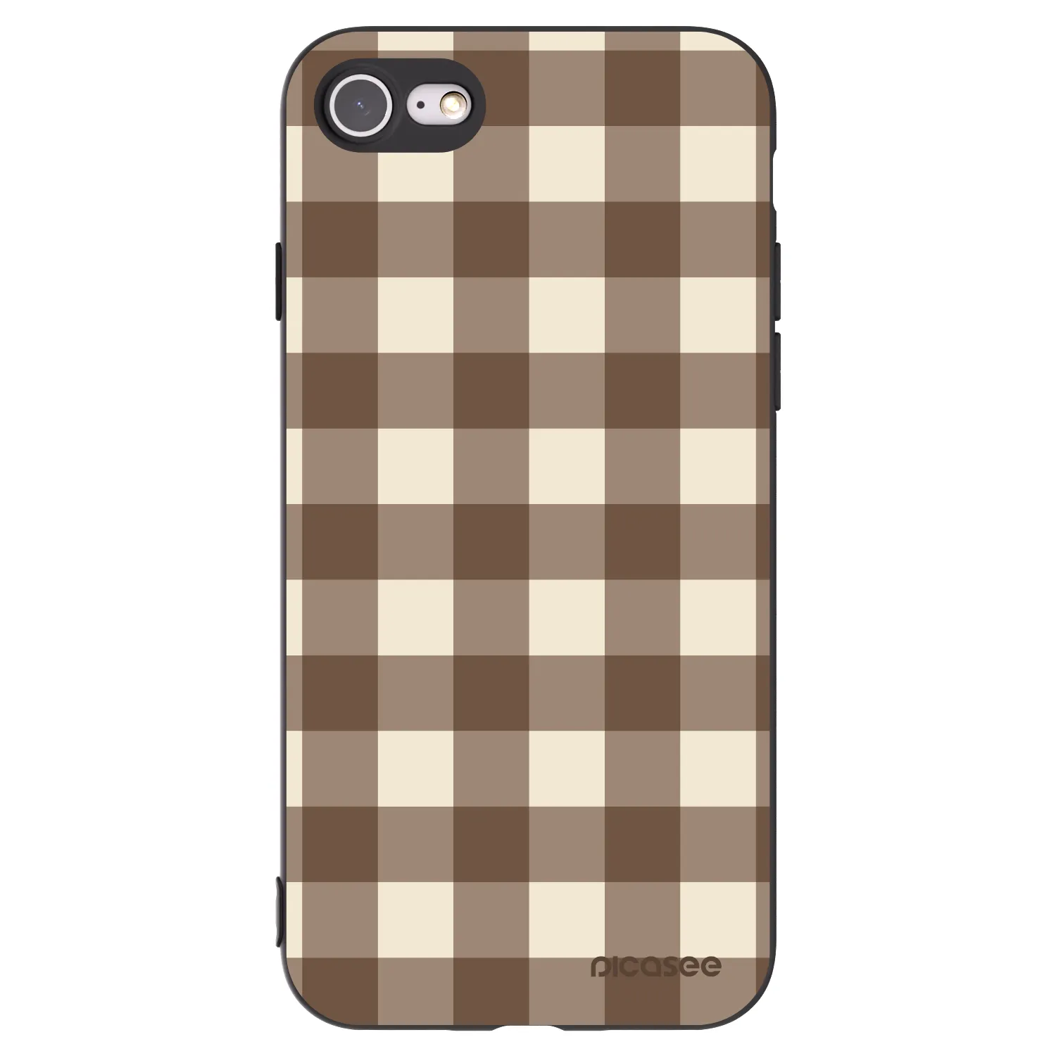 Picasee husă neagră din silicon pentru Apple iPhone SE 2022 - Brown grid