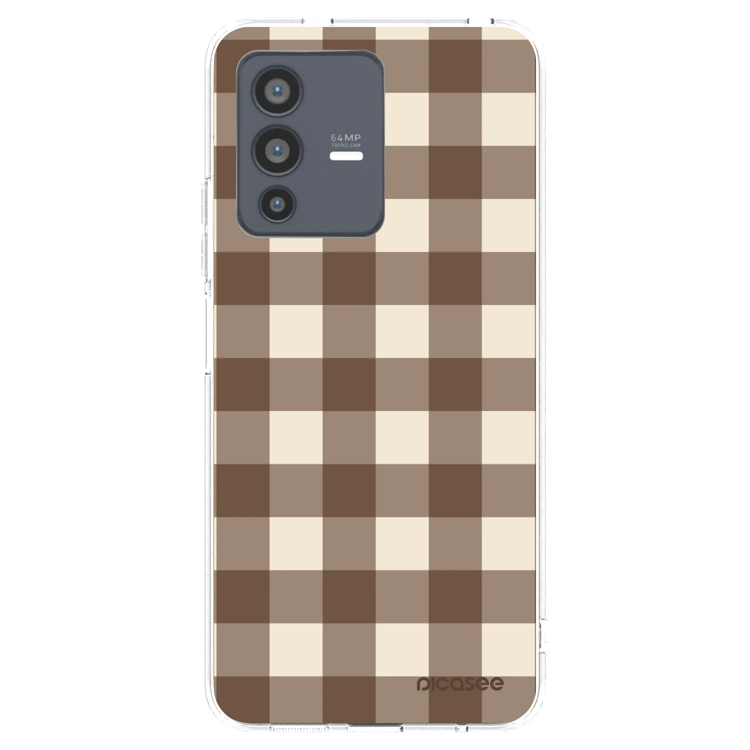 Picasee husă transparentă din silicon pentru Vivo V23 5G - Brown grid