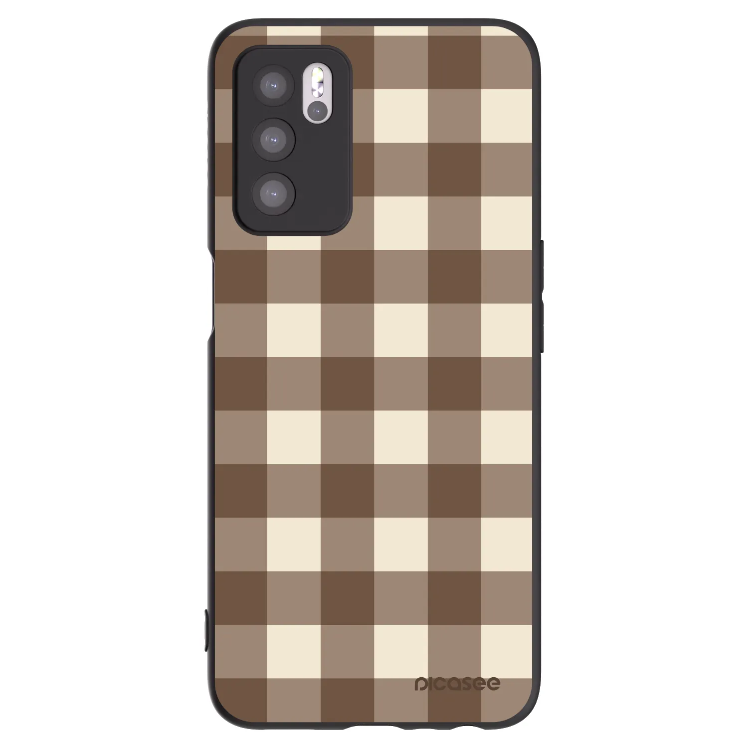 Picasee husă neagră din silicon pentru OPPO A16 - Brown grid