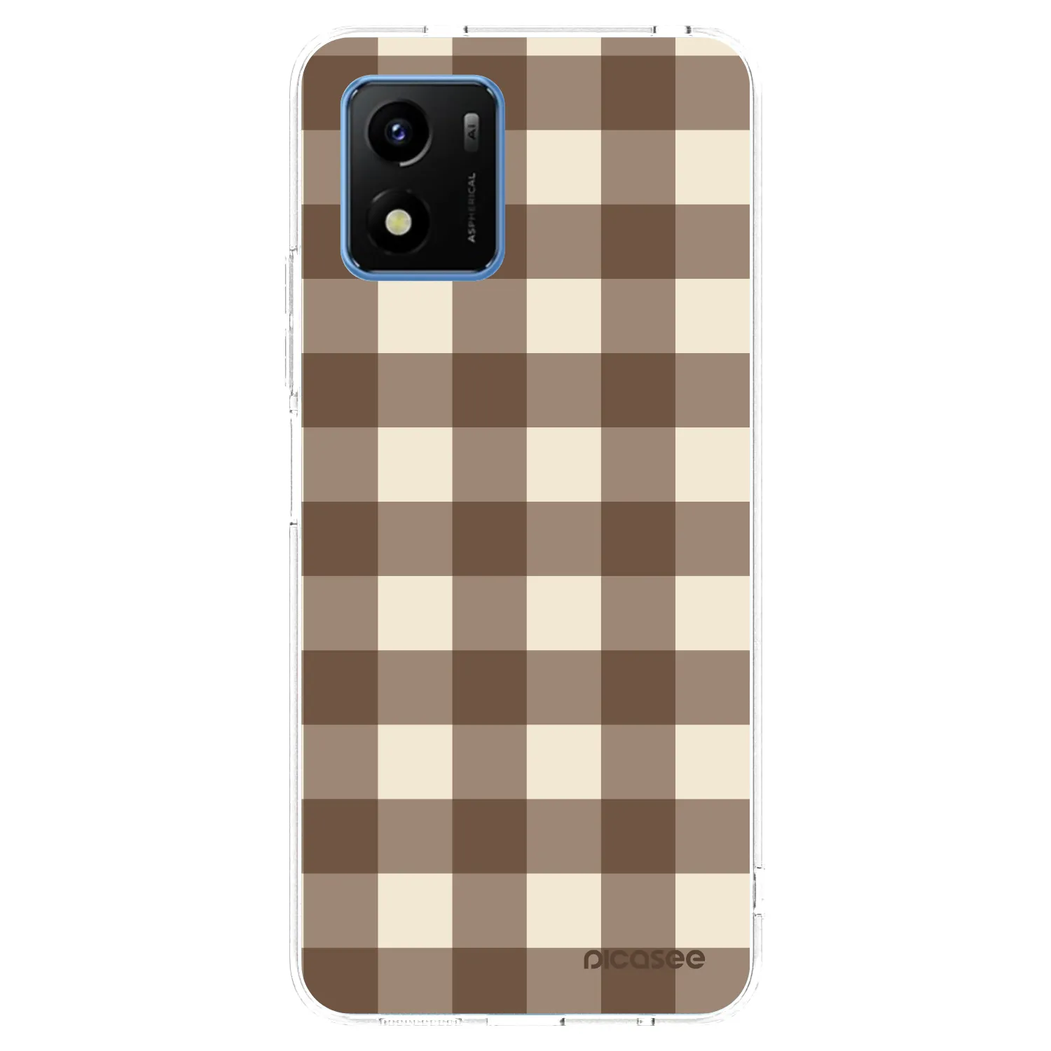 Picasee husă transparentă din silicon pentru Vivo Y01 - Brown grid
