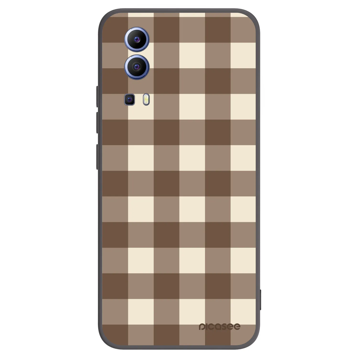 Picasee husă neagră din silicon pentru Vivo Y52 5G - Brown grid