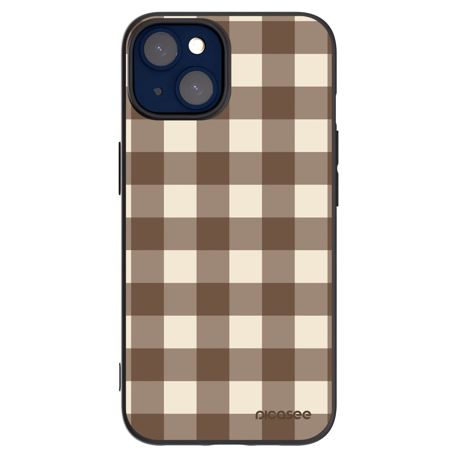 Picasee husă neagră din silicon pentru Apple iPhone 14 - Brown grid