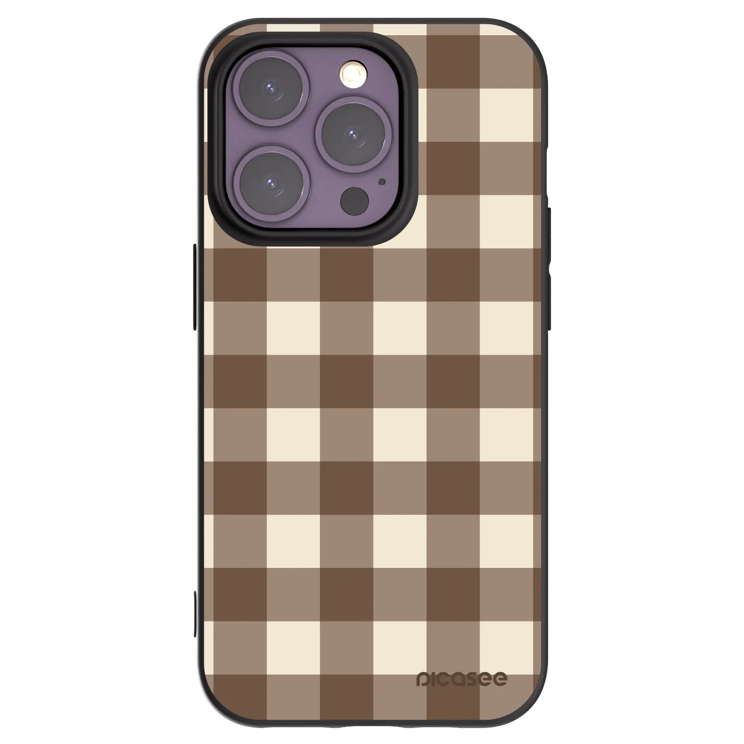 Picasee husă neagră din silicon pentru Apple iPhone 14 Pro - Brown grid