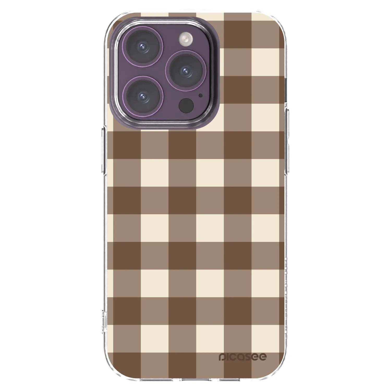 Picasee husă transparentă din silicon pentru Apple iPhone 14 Pro - Brown grid
