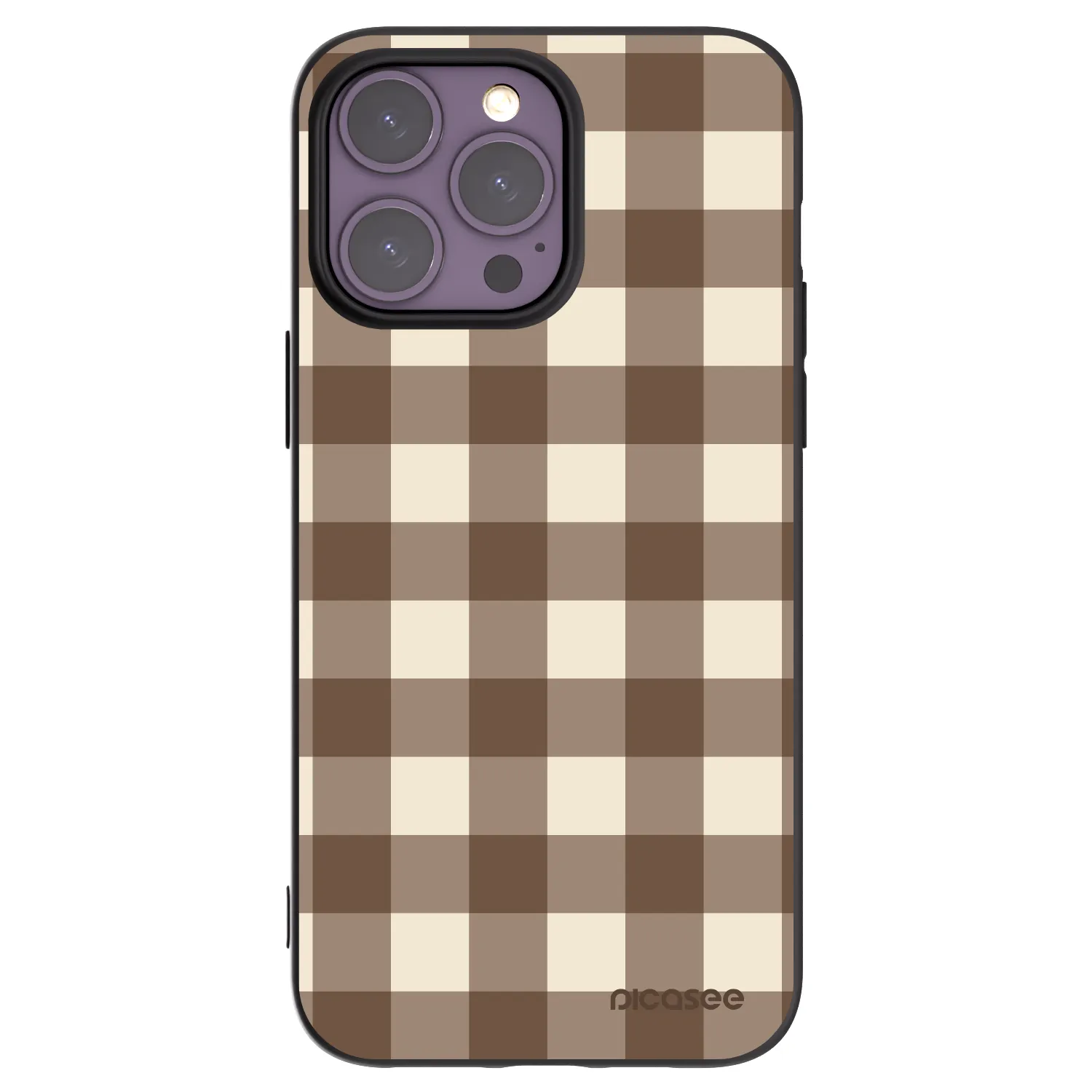 Picasee husă neagră din silicon pentru Apple iPhone 14 Pro Max - Brown grid