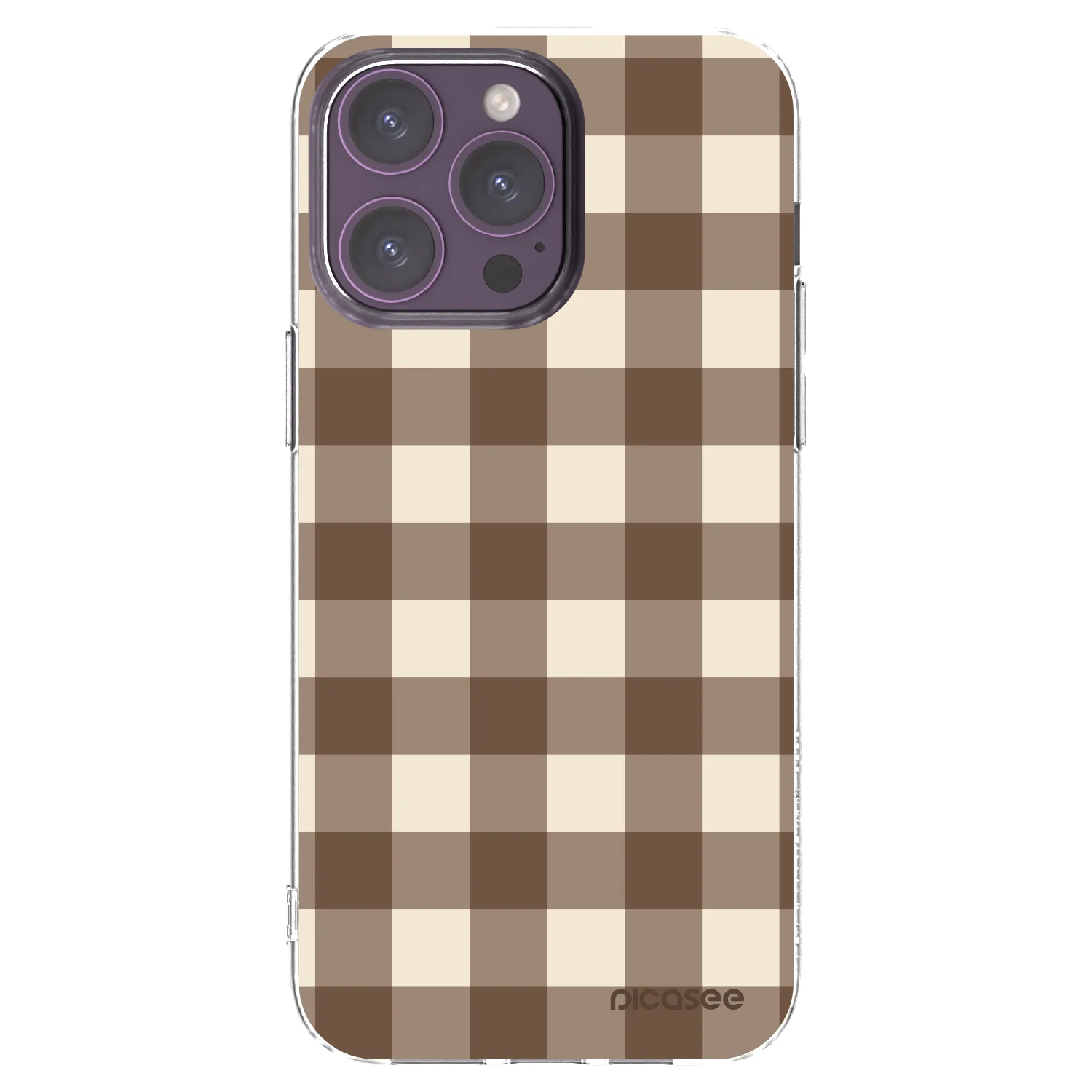 Picasee husă transparentă din silicon pentru Apple iPhone 14 Pro Max - Brown grid