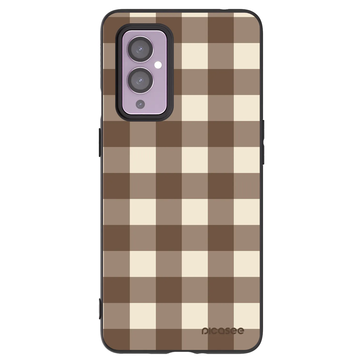 Picasee husă neagră din silicon pentru OnePlus 9 - Brown grid