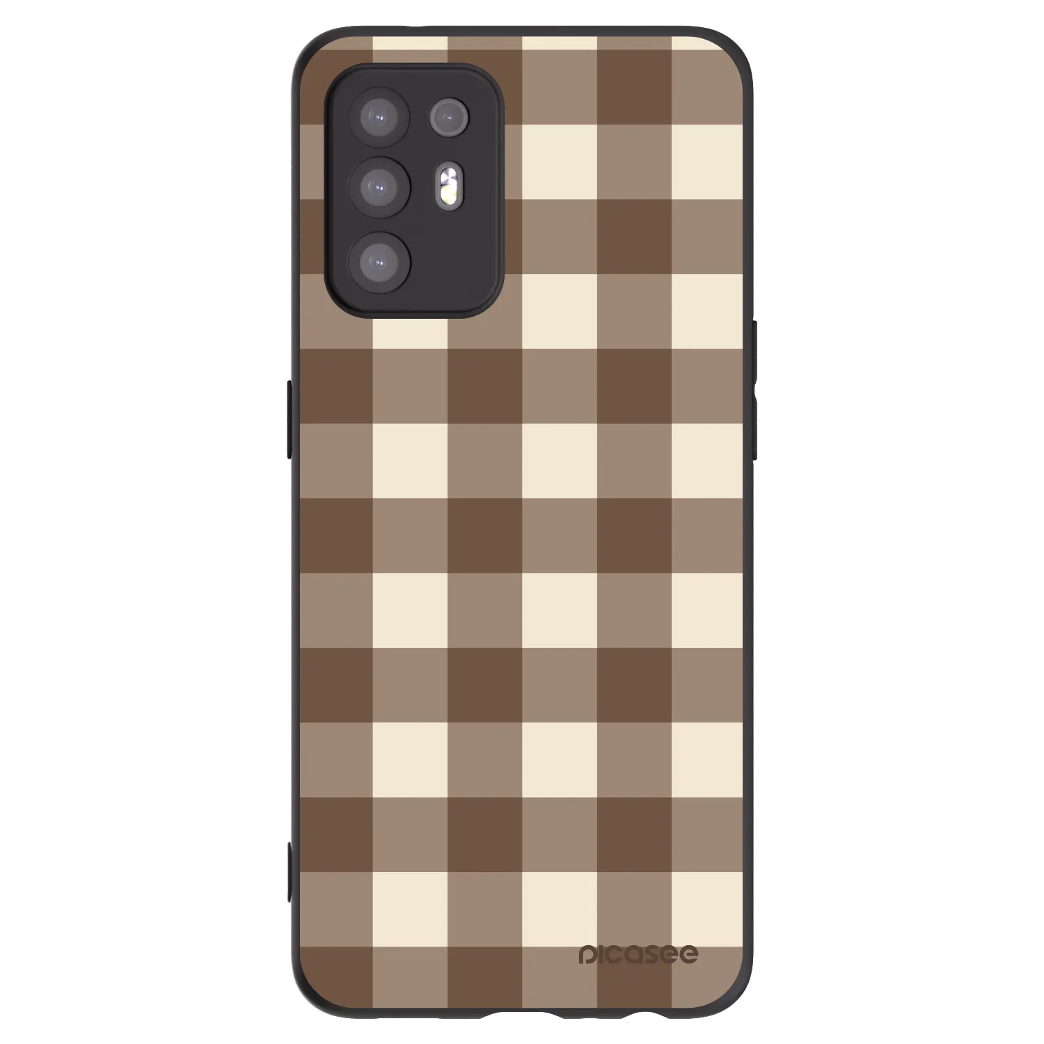 Picasee husă neagră din silicon pentru OPPO A94 5G - Brown grid