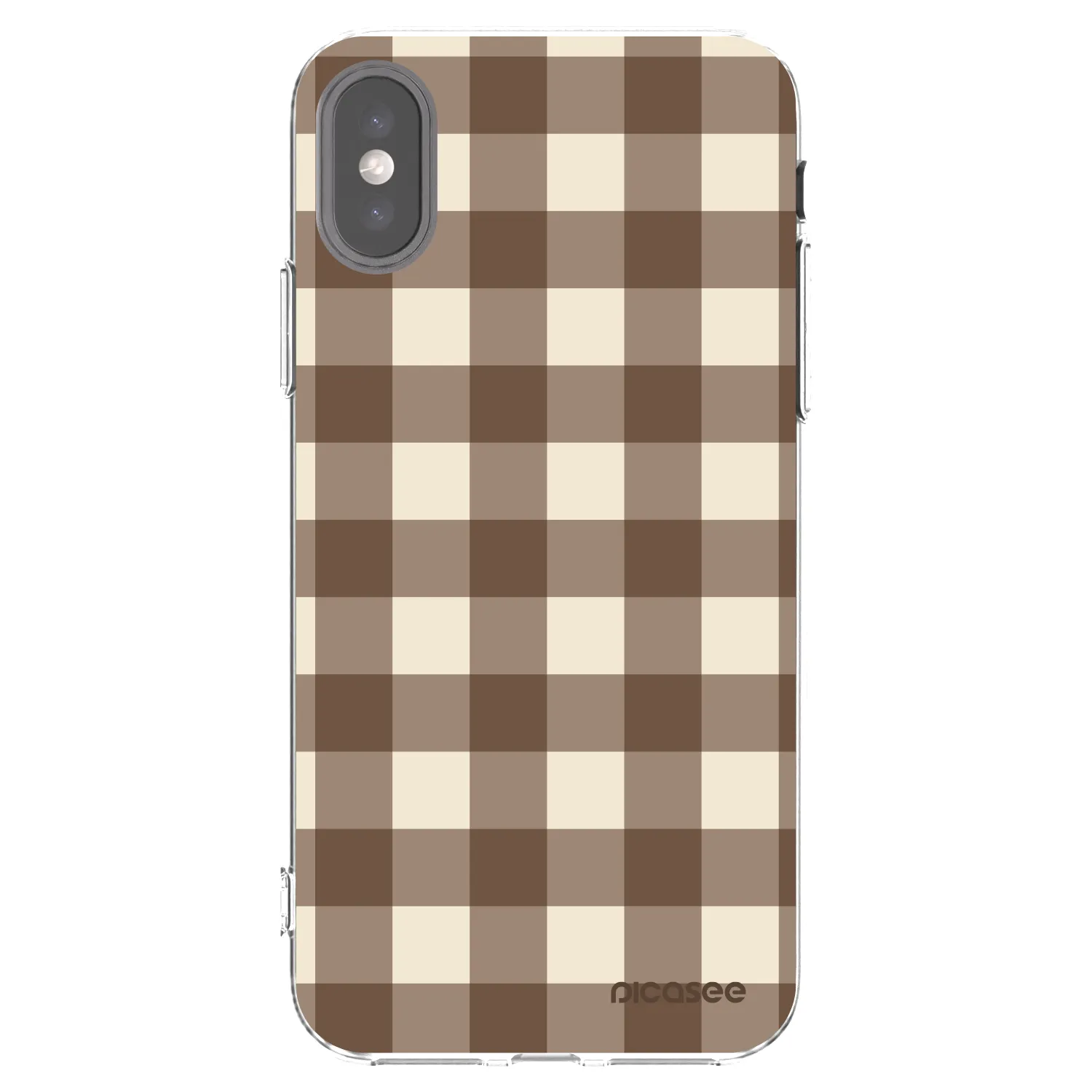 Picasee husă transparentă din silicon pentru Apple iPhone X/XS - Brown grid