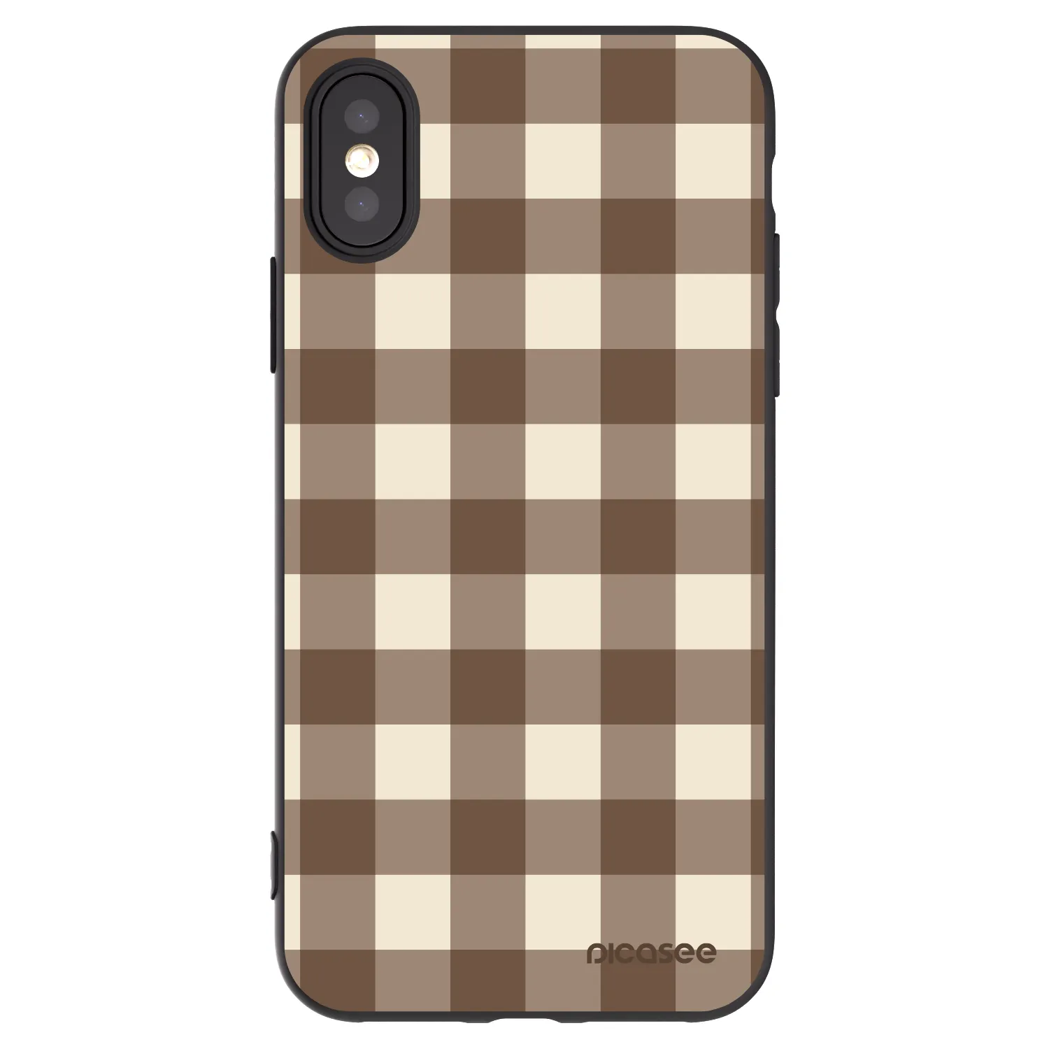 Picasee husă neagră din silicon pentru Apple iPhone X/XS - Brown grid