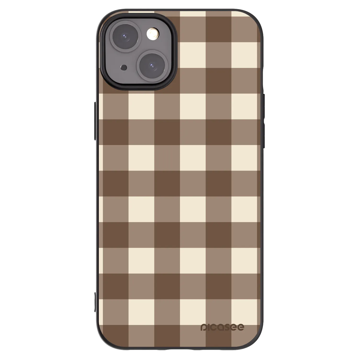 Picasee husă neagră din silicon pentru Apple iPhone 15 Plus - Brown grid