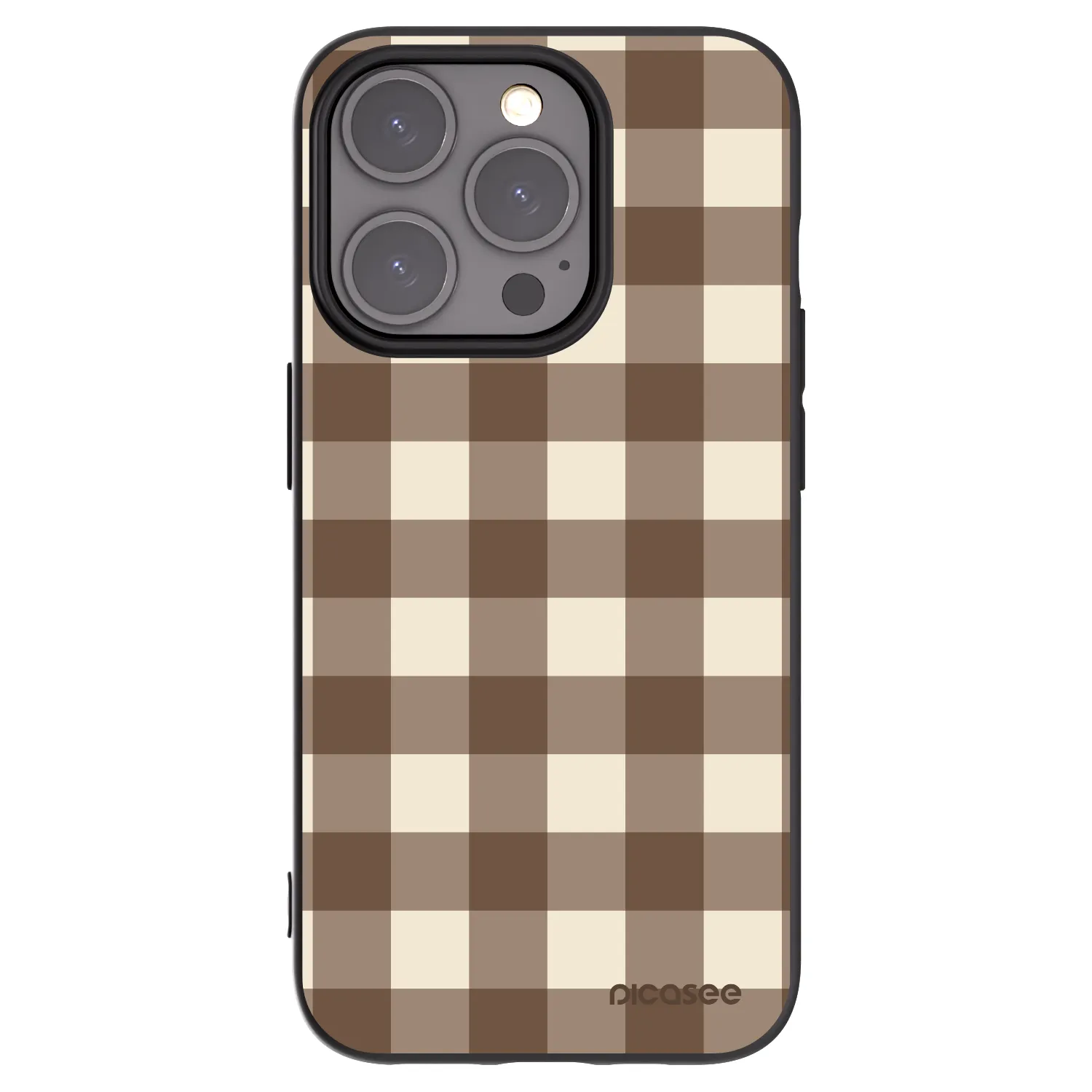 Picasee husă neagră din silicon pentru Apple iPhone 15 Pro - Brown grid