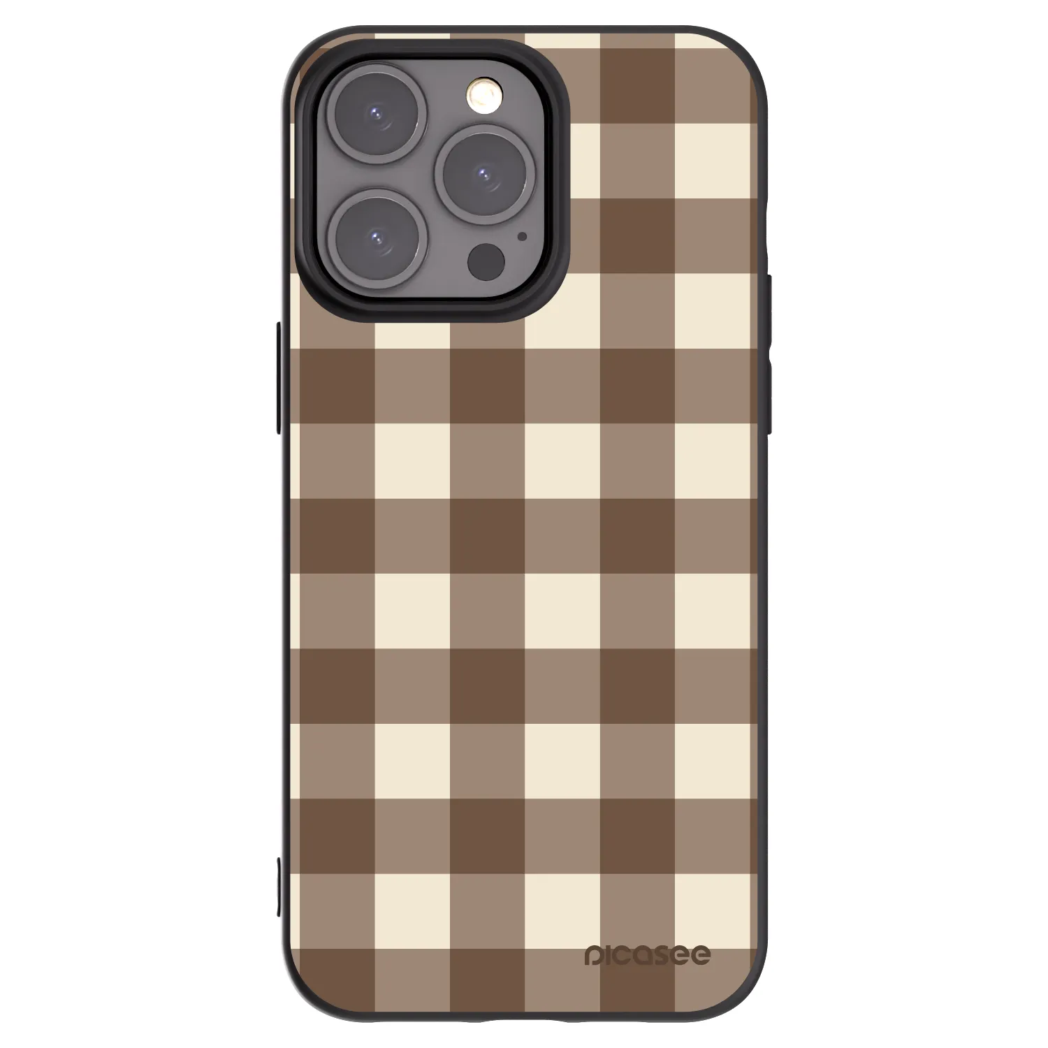Picasee husă neagră din silicon pentru Apple iPhone 15 Pro Max - Brown grid