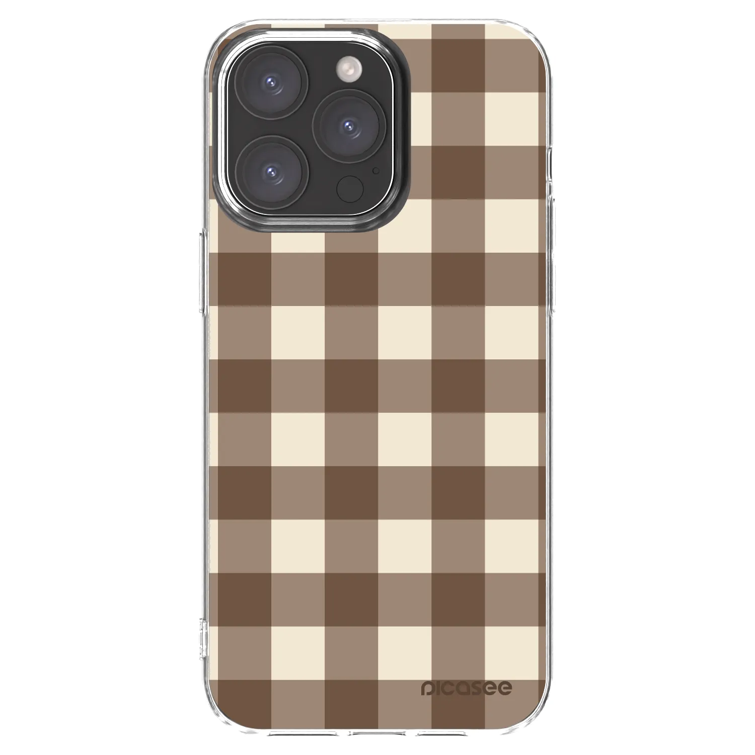 Picasee husă transparentă din silicon pentru Apple iPhone 15 Pro Max - Brown grid