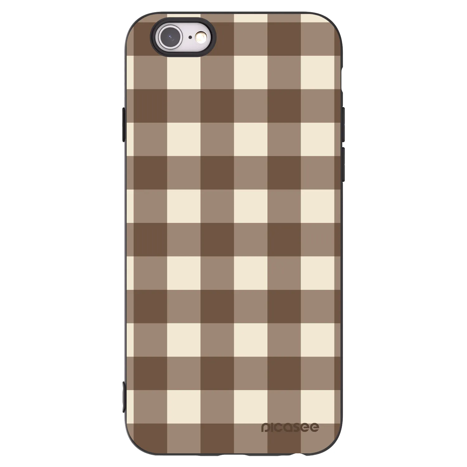 Picasee husă neagră din silicon pentru Apple iPhone 6/6S - Brown grid