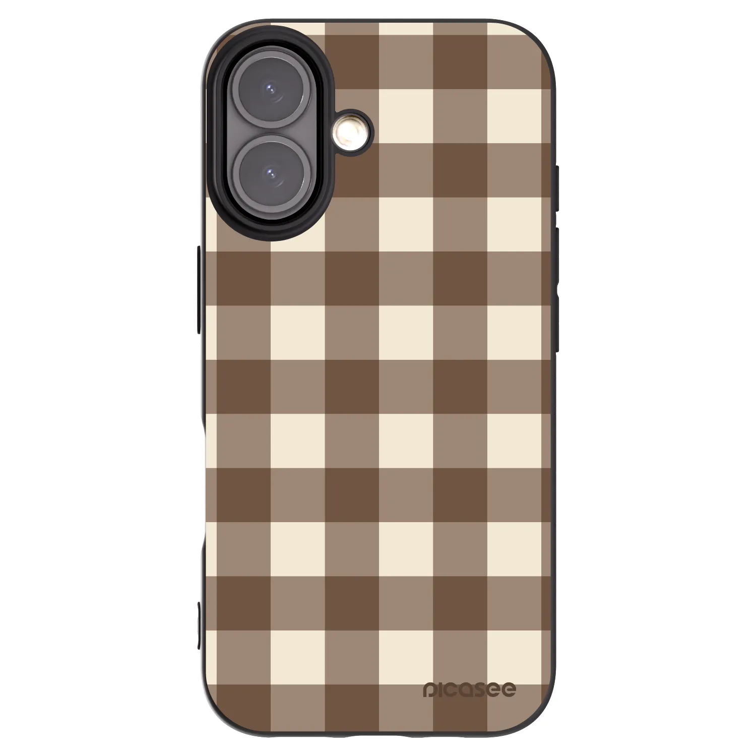 Picasee husă neagră din silicon pentru Apple iPhone 16 - Brown grid