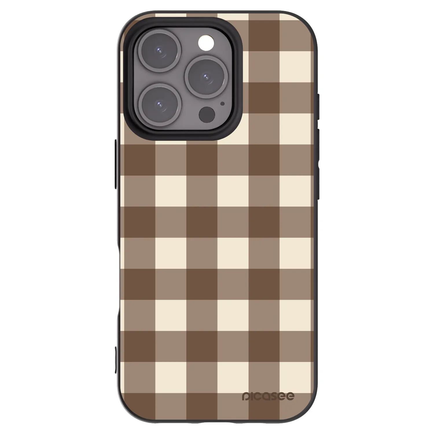 Picasee husă neagră din silicon pentru Apple iPhone 16 Pro - Brown grid
