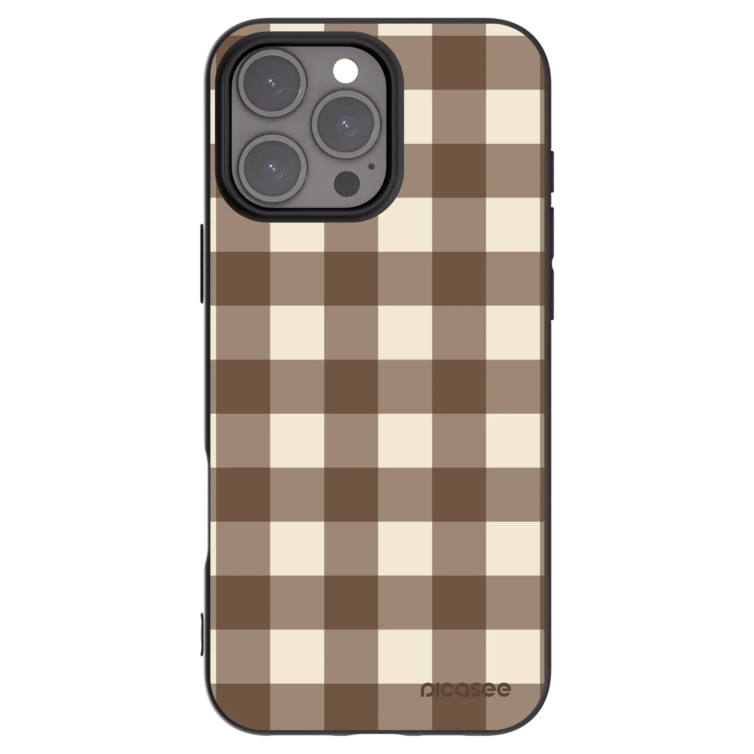 Picasee husă neagră din silicon pentru Apple iPhone 16 Pro Max - Brown grid